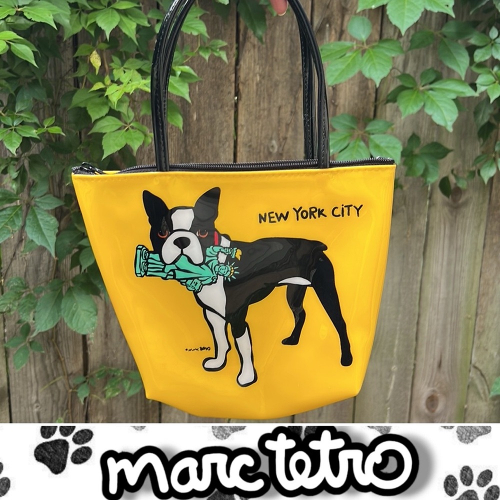 🐾Rare Small Vinyl Boston Terrier New York City Handbag / Purse by Marc Tetro